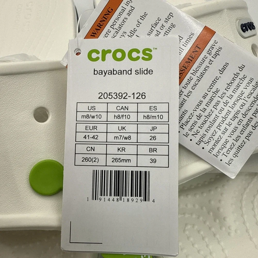 CROCS 205392-126 Unisex-Adults Bayaband Slides in White/Navy - M 8 / W 10‎